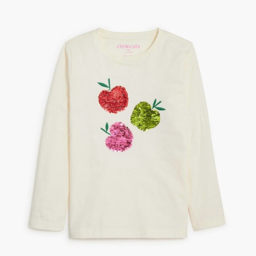 Girls Back to School Apple Sequin Shirt, size 8-9